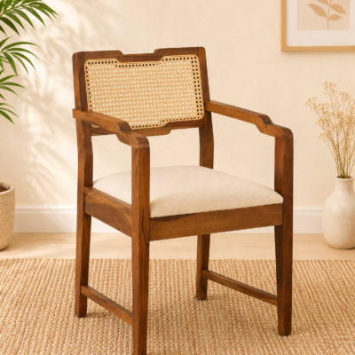 Evergrove Modern Solid Sheesham Wood Dining Chair in Walnut Finish