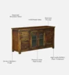 Everoak Handcrafted Sheesham Wood Utility Cabinet with Shelves - Image 11