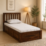 Fenvora Sheesham Wood Single Bed with Minimalist Frame in Pure Natural Finish