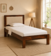 Halvora Solid Sheesham Wood Single Bed with Raw Natural Finish for Modern Homes