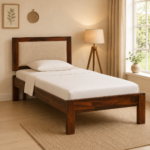 Halvora Solid Sheesham Wood Single Bed with Raw Natural Finish for Modern Homes