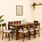 Hensley Premium Sheesham Wood 8 Seater Dining Table with Cushioned Chairs