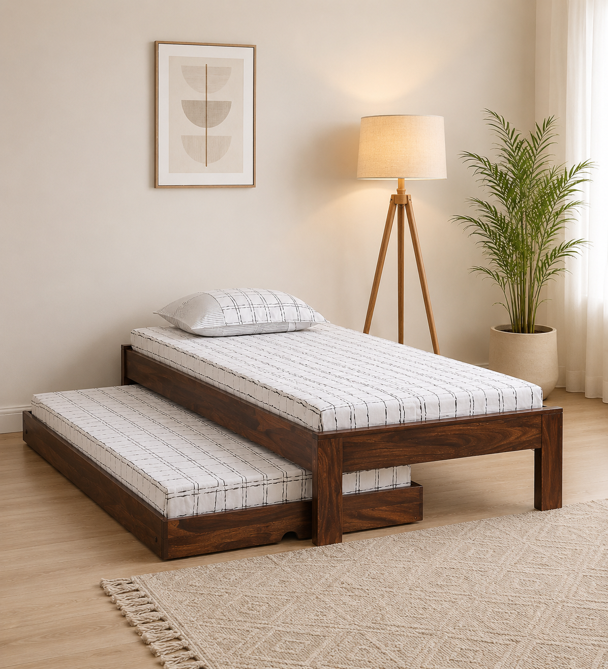 Kelnora Premium Wooden Single Bed with Sturdy Frame in Natural Grain Texture for Bedroom (1) Kelnora Premium Wooden Single Bed with Sturdy Frame in Natural Grain Texture for Bedroom - Image 1