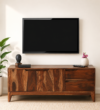 Kelvoria Solid Wood Media Unit with Elegant Display Shelf