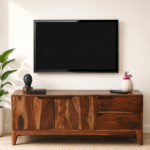 Kelvoria Solid Wood Media Unit with Elegant Display Shelf