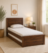 Kirvexa Solid Wood Single Bed with Classic Headboard in Pure Natural Tone