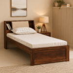 Larvexa Modern Sheesham Wood Single Bed with Durable Build in Natural Wood Grain