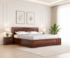 Liora Collection Solid Sheesham Wood Storage Bed with Clean Line Headboard