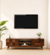 Lorvesta Solid Sheesham Wood Entertainment Cabinet in Walnut Finish