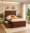 Marvexa Solid Wood Single Bed with Classic Look in Pure Natural Tone for Home Interiors