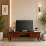 Marvique Solid Sheesham Entertainment Unit with Functional Display Shelves