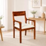 Meadowcroft Solid Sheesham Wood Dining Chair with Natural Rustic Charm