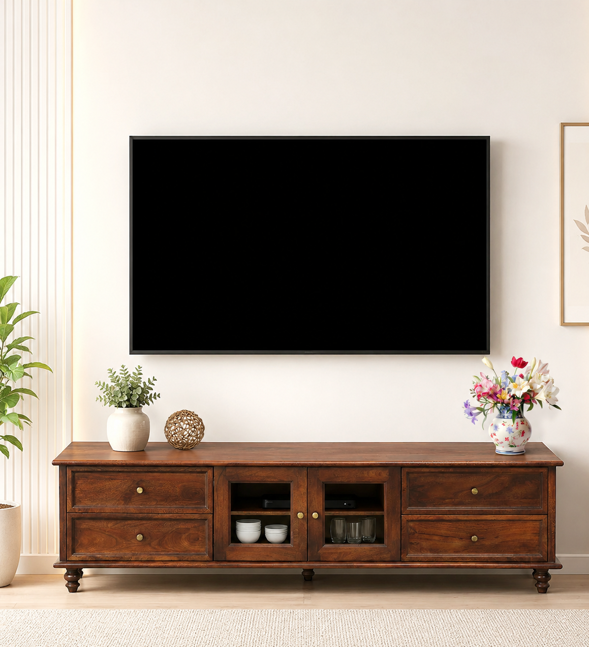 Mirello Sheesham Wood Entertainment Unit with Premium Storage (1) Mirello Sheesham Wood Entertainment Unit with Premium Storage - Image 1