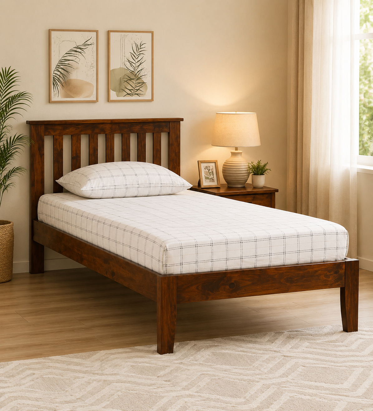 Nirvexa Premium Solid Wood Single Bed with Organic Natural Look for Bedroom Decor (1) Nirvexa Premium Solid Wood Single Bed with Organic Natural Look for Bedroom Decor - Image 1