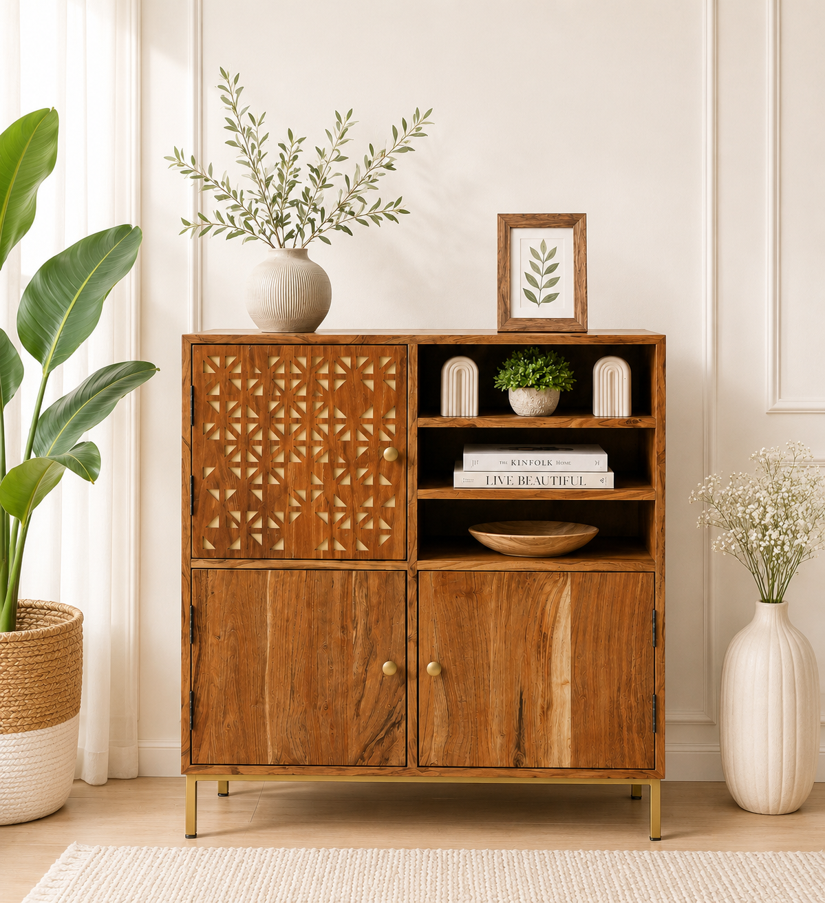 Norvale Solid Sheesham Wood Organizer Cabinet for Modern Homes (1) Norvale Solid Sheesham Wood Organizer Cabinet for Modern Homes - Image 1