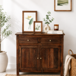 Norvik Modern Solid Sheesham Wood Console Storage Cabinet