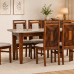 Norwich Mango Wood 6 Seater Dining Set In Water Resistant Honey Oak Finish With Bench