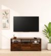 Noventra Solid Sheesham Wood TV Unit in Rich Walnut Finish with Storage