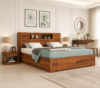 Oaklyn Contemporary Solid Sheesham Wood Bed with Box Storage