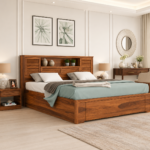 Oaklyn Contemporary Solid Sheesham Wood Bed with Box Storage