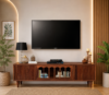Oakvera Solid Sheesham Wood Media Console with Elegant Storage Design