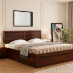 Orlena Handcrafted Wooden Bed with Spacious Storage Compartments