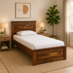 Orvexa Solid Wood Single Bed with Classic Design and Smooth Natural Texture