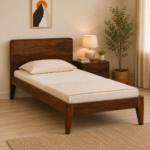 Palvira Premium Sheesham Wood Single Bed with Elegant Base in Natural Tone