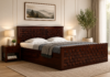 Ravena Contemporary Sheesham Wood Bed with Smooth Hydraulic Storage