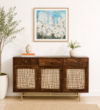 Ravena Modern Solid Wood Storage Cabinet in Rich Walnut Finish