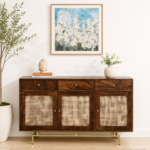 Ravena Modern Solid Wood Storage Cabinet in Rich Walnut Finish