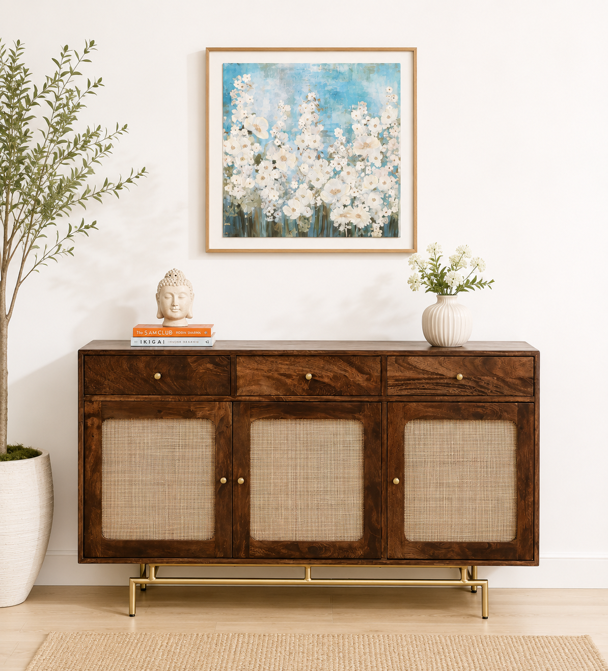 Ravena Modern Solid Wood Storage Cabinet in Rich Walnut Finish royal sheesham (1) Ravena Modern Solid Wood Storage Cabinet in Rich Walnut Finish - Image 1