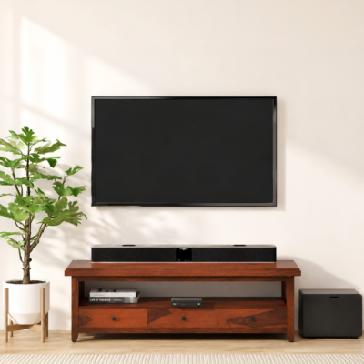 Ravento Solid Sheesham Wood TV Unit with Spacious Drawer and Cabinet Storage