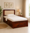 Rovexa Minimal Solid Wood Single Bed with Durable Structure in Natural Wood Tone