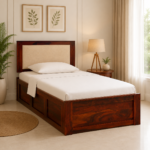 Rovexa Minimal Solid Wood Single Bed with Durable Structure in Natural Wood Tone
