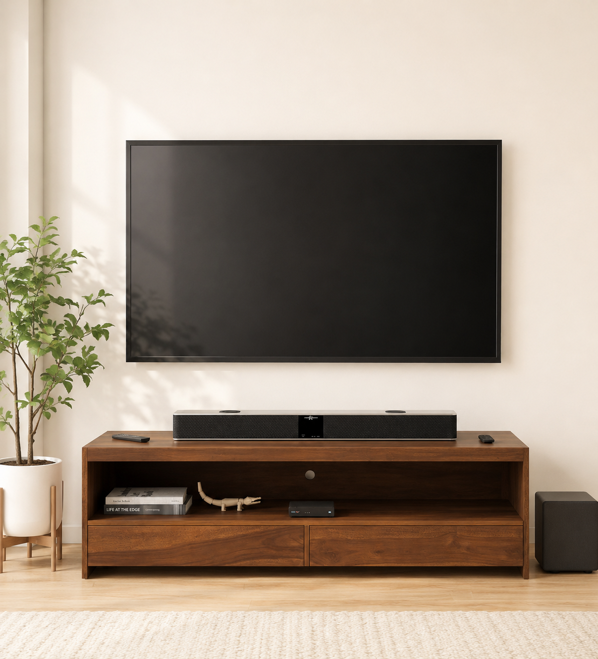 Selvora Solid Sheesham Wood TV Console with Functional Storage (1) Selvora Solid Sheesham Wood TV Console with Functional Storage - Image 1