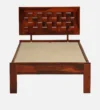 Selvora Solid Wood Single Bed with Traditional Carving in Warm Natural Finish - Image 6
