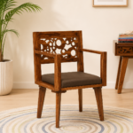 Silvergrove Modern Wooden Dining Chair with Natural Sheesham Wood Grain