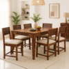 Solvian Luxury Wooden 6 Seater Dining Table and Chair Set
