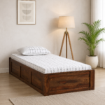Solvira Solid Sheesham Wood Single Bed with Elegant Design in Natural Finish for Home
