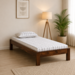 Tanvira Sheesham Wood Single Bed with Smooth Finish and Strong Base in Natural Shade