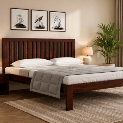 Tivora Elegant Solid Sheesham Wood Bed with Premium Finish