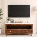 Trevoria Solid Sheesham Wood TV Stand with Wide Entertainment Space