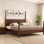 Verona Modern Sheesham Wood Platform Bed for Master Bedroom