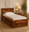 Vintira Premium Sheesham Wood Single Bed with Strong Base in Natural Shade for Home