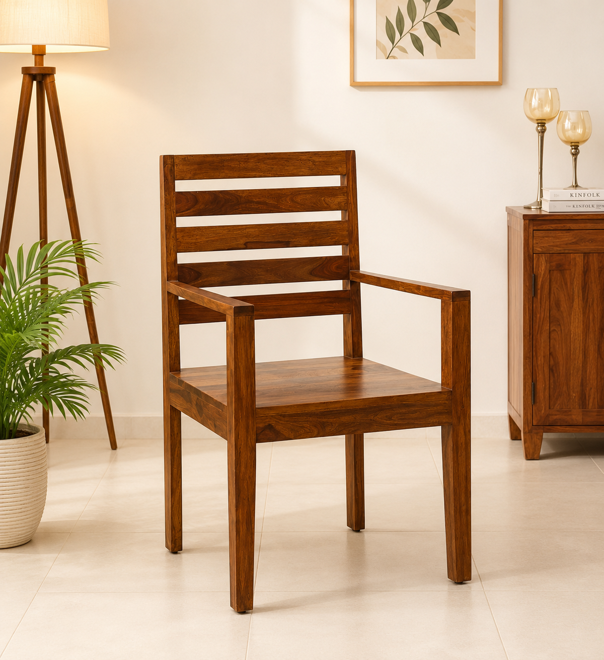 Westhaven Solid Sheesham Wood Dining Chair with Comfortable Seating Design (1) Westhaven Solid Sheesham Wood Dining Chair with Comfortable Seating Design - Image 1