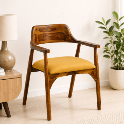 Woodhaven Solid Sheesham Wood Premium Wooden Dining Chair with Ergonomic Backrest