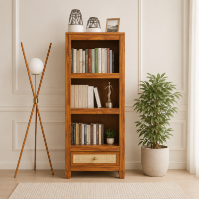 Zavero Wooden Library Bookshelf with Open Storage Design