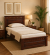 Zenvora Sheesham Wood Single Bed with Sleek Frame and Natural Finish for Bedroom