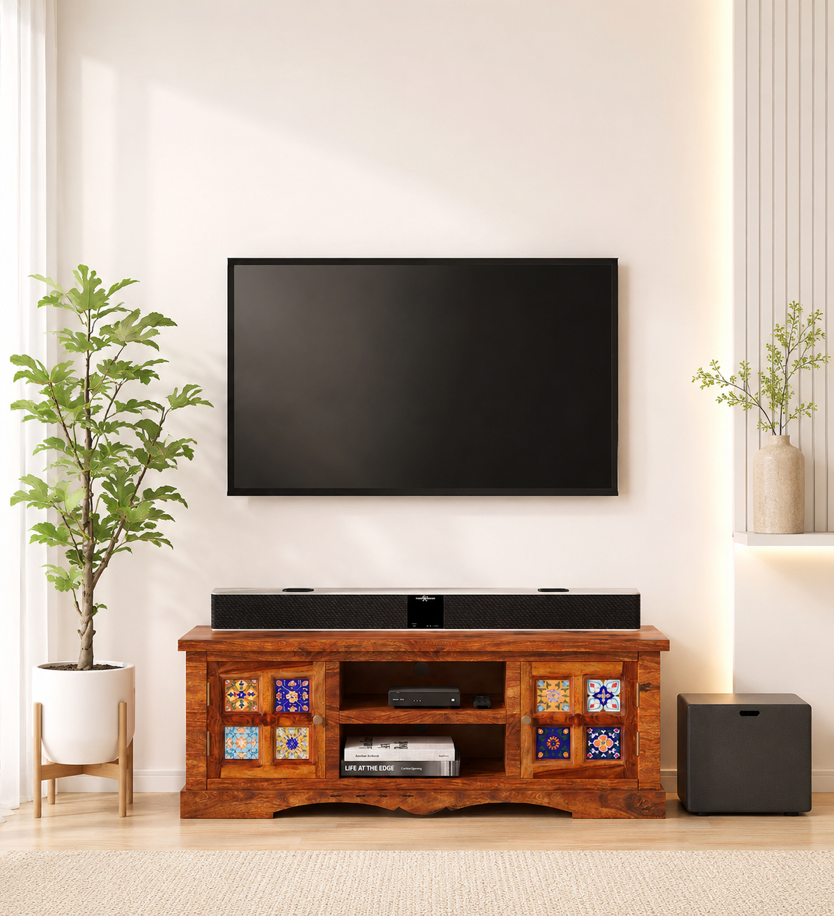 Zolvian Modern Wooden TV Cabinet with Contemporary Styling (1) Zolvian Modern Wooden TV Cabinet with Contemporary Styling - Image 1